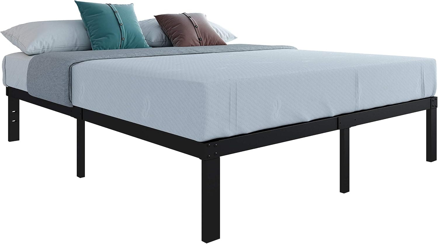 45MinST 14 Inch Reinforced Steel Platform Bed Frame/3500lbs Heavy Duty/Mattress Cover Foundation Edges/No Box Spring Needed/Easy Assembly/Noise Free, King/Cal King(Cal King)