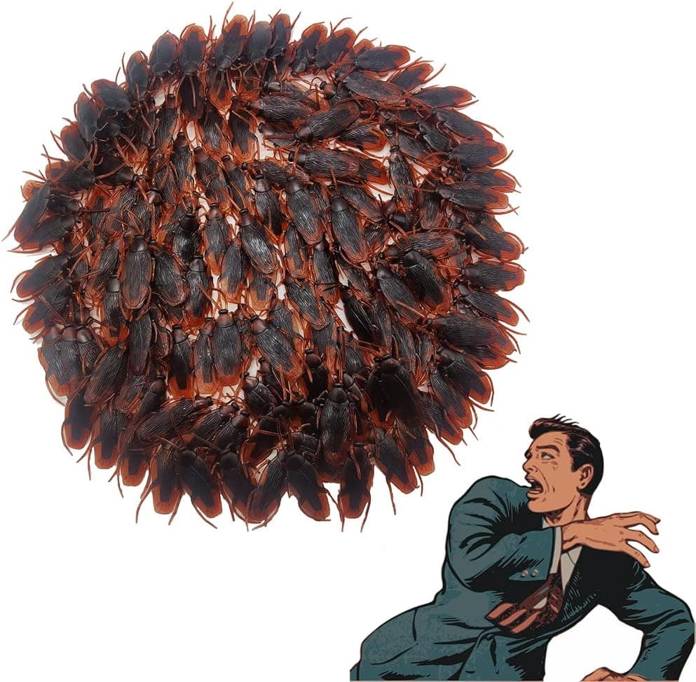 100PCS Fake Roaches,Prank Cockroach,Plastic Roach Trick Toys for Party,Halloween,Decoration