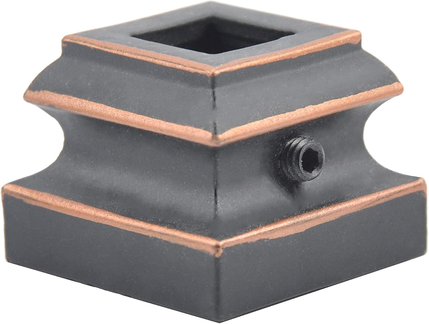 Myard Flat Shoes with Screw for 1/2 Inches Square Iron Stair Deck Balusters, 44 Inches 10-Pack (Satin Black + Oil-Rubbed Copper)