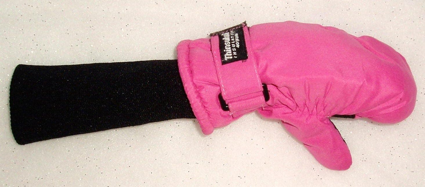 SnowStoppers STAY-ON Small Fuchsia Nylon Mittens, Ages 1-3