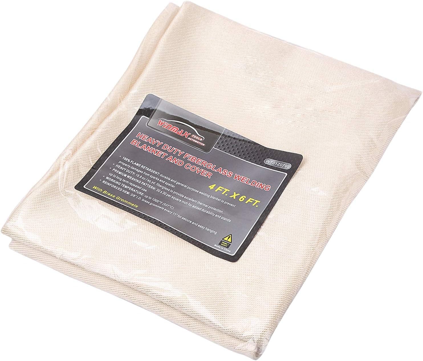 4 Feet x 6 Feet Welding Blanket Fire Flame Retardant Fiberglass Safety Shield Grommets
