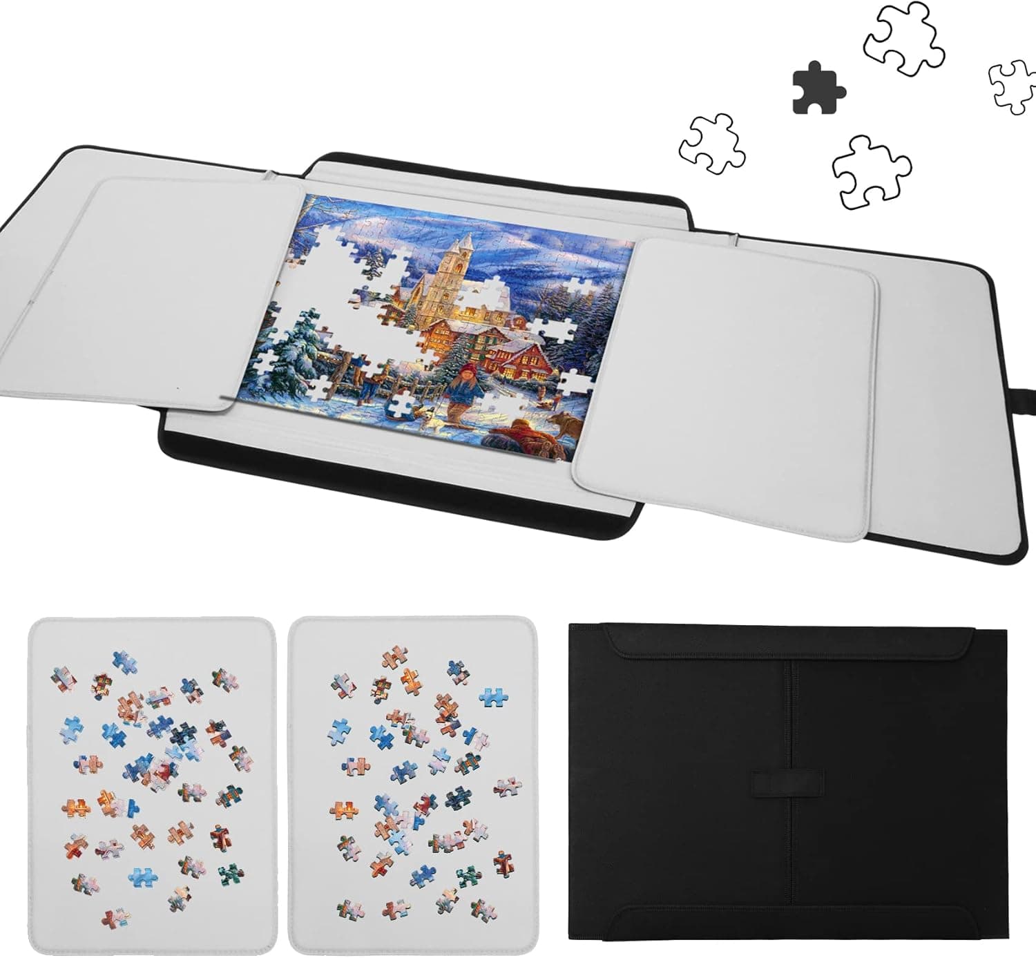 Lovinouse 1000 Pieces Jigsaw Puzzle Board with 2 Sorting Tray, Portable Puzzles Storage Case Saver, Non-Slip Surface