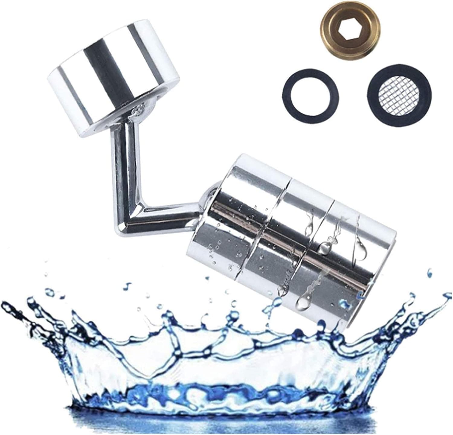 Sink Faucet Aerator, Universal 720 Degree Rotating Splash-Proof Filter Large Flow Oxygen-Enriched Foam Leak-Proof Design 2-Stage Water Outlet 4-Layer Filter Suitable for Kitchen Bathroom