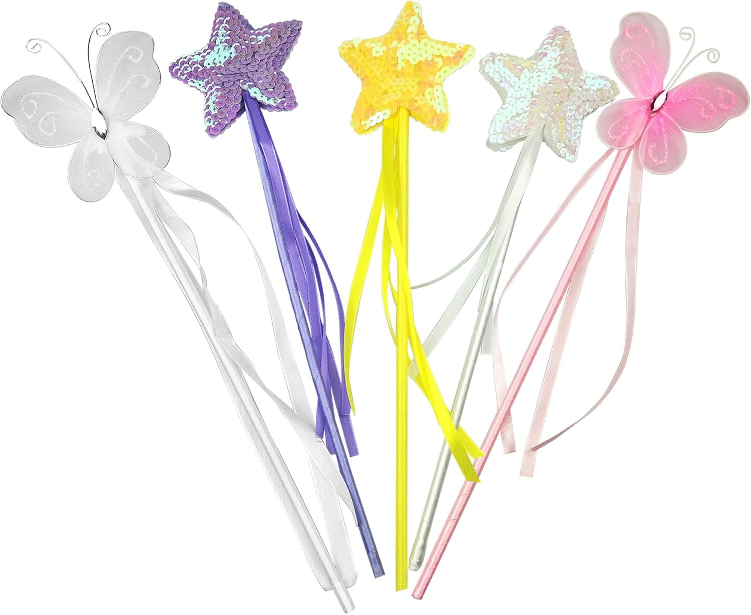 PPXMEEUDC Princess Wand Kit for Girls Magical Toy Wands for Dress Up Halloween Costume Magic Shows Cosplay Birthday Party Baby Showers Butterfly and Star Wands