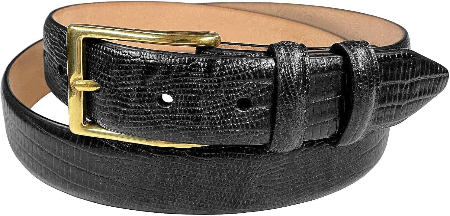 Adam Gold Men's Genuine Italian Calfskin Leather Dress Belt 1-1/8"(30mm) Wide Polished Buckle