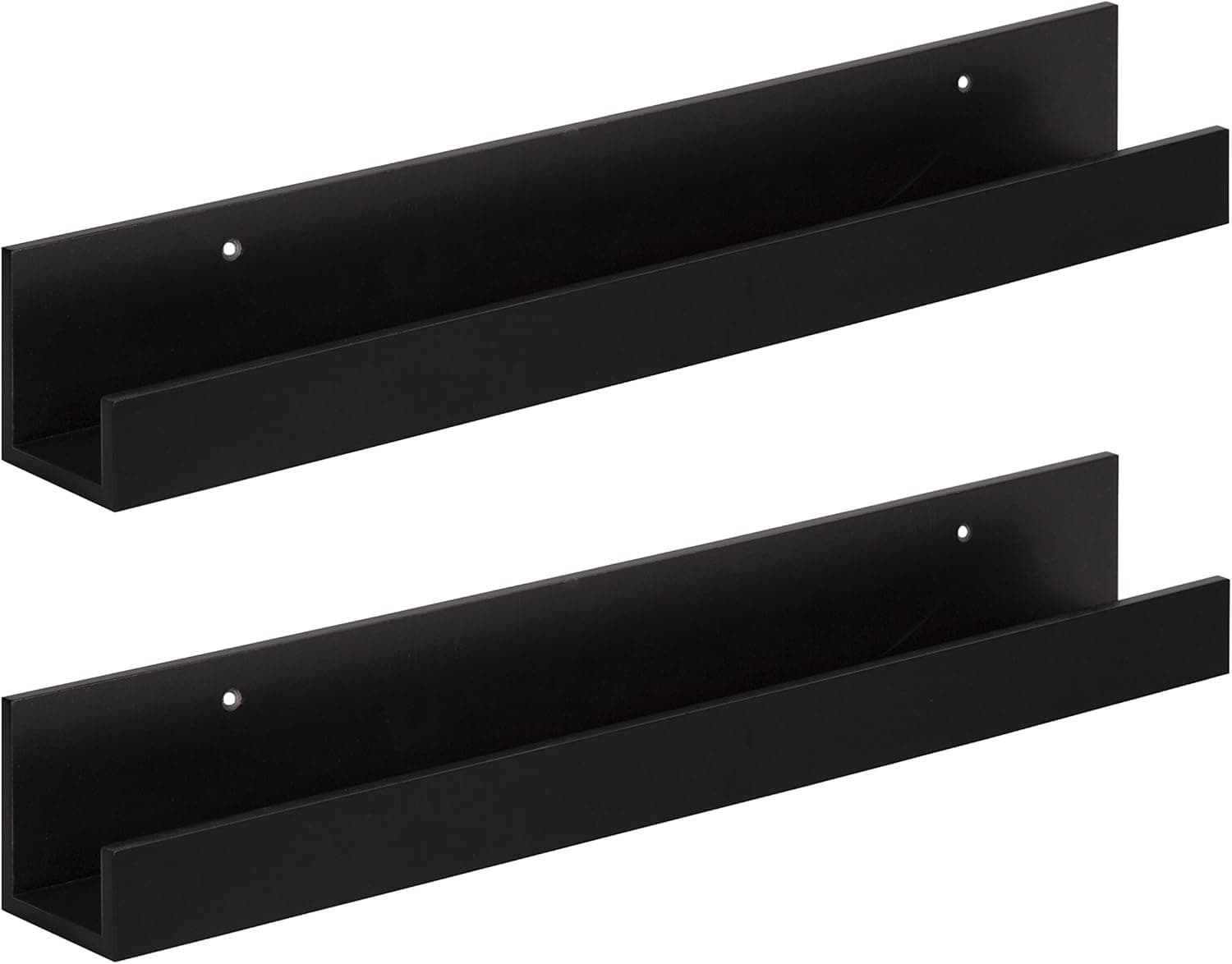 Kate and Laurel Levie 24 inch 2-Pack Wood Floating Wall Shelf Picture Frame Holder Ledge, Black