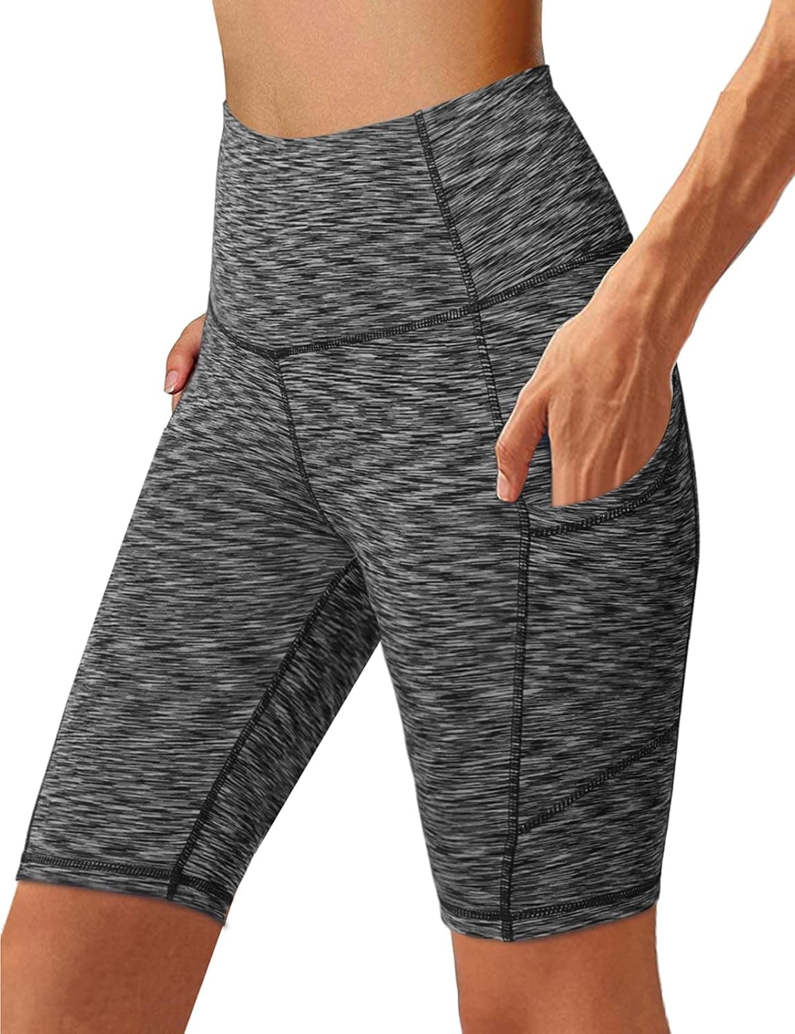 Women's High Waist Biker Short Side Pocket Workout Tummy Control Bike Shorts Yoga Running Exercise Spandex Leggings