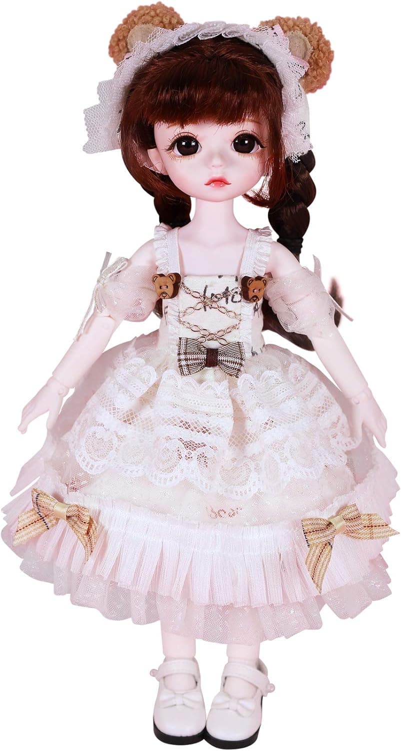 ICY Fortune Days 11 Inch 1/6 Scale Little Angel Series 28 Ball Joints Doll, 28 Joints Doll, Best Gift for Girls (Bear)