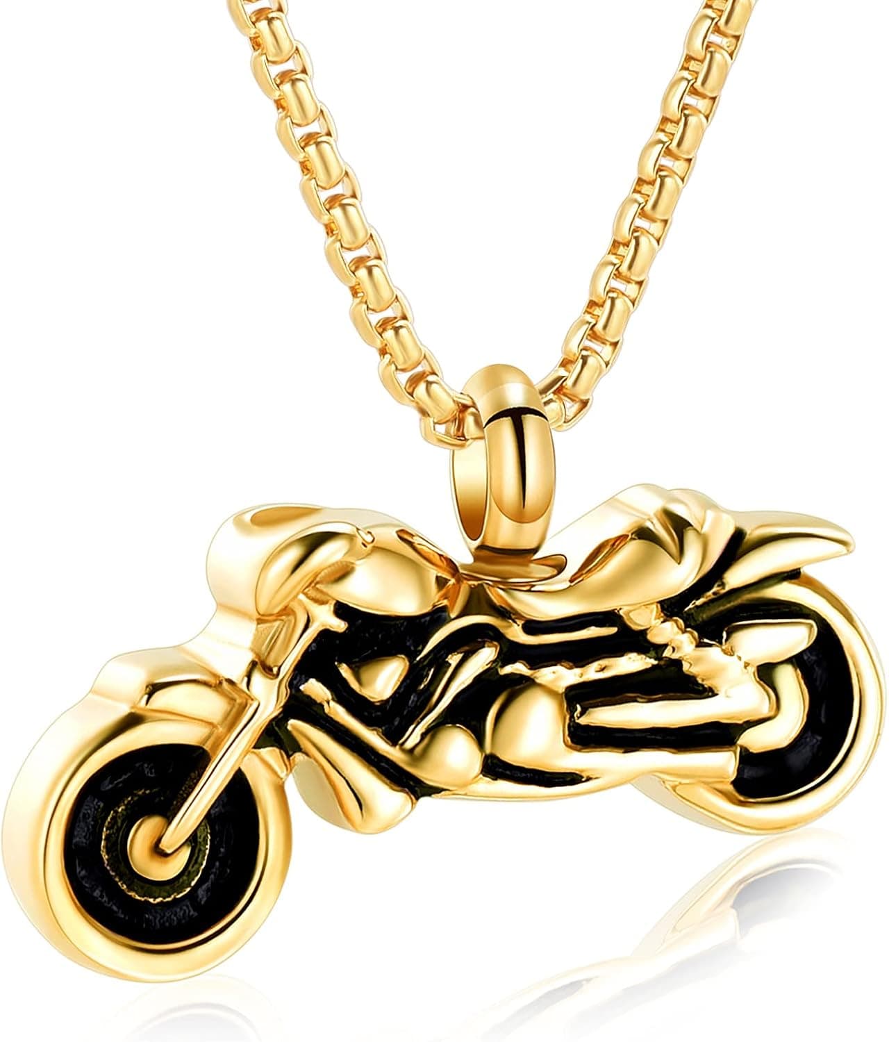 EternityMemory Motorcycle Stainless Steel Memorial Jewellery Ash Keepsake Cremation Urn Necklace for Men&Women