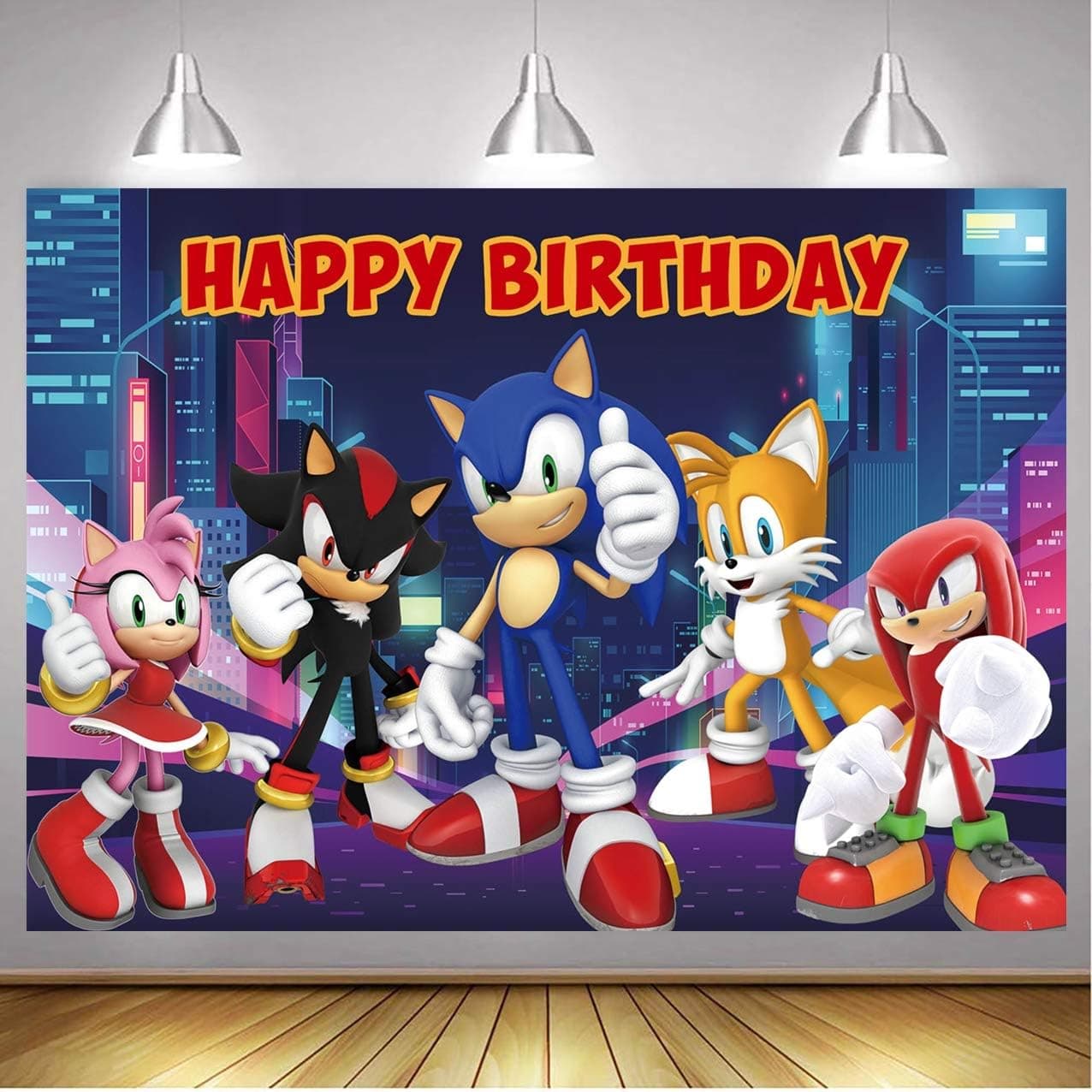 Dost Sonic The Hedgehog Party Supplies Photography Backdrops Boy Girls Birthday Party Banner (7x5FT)