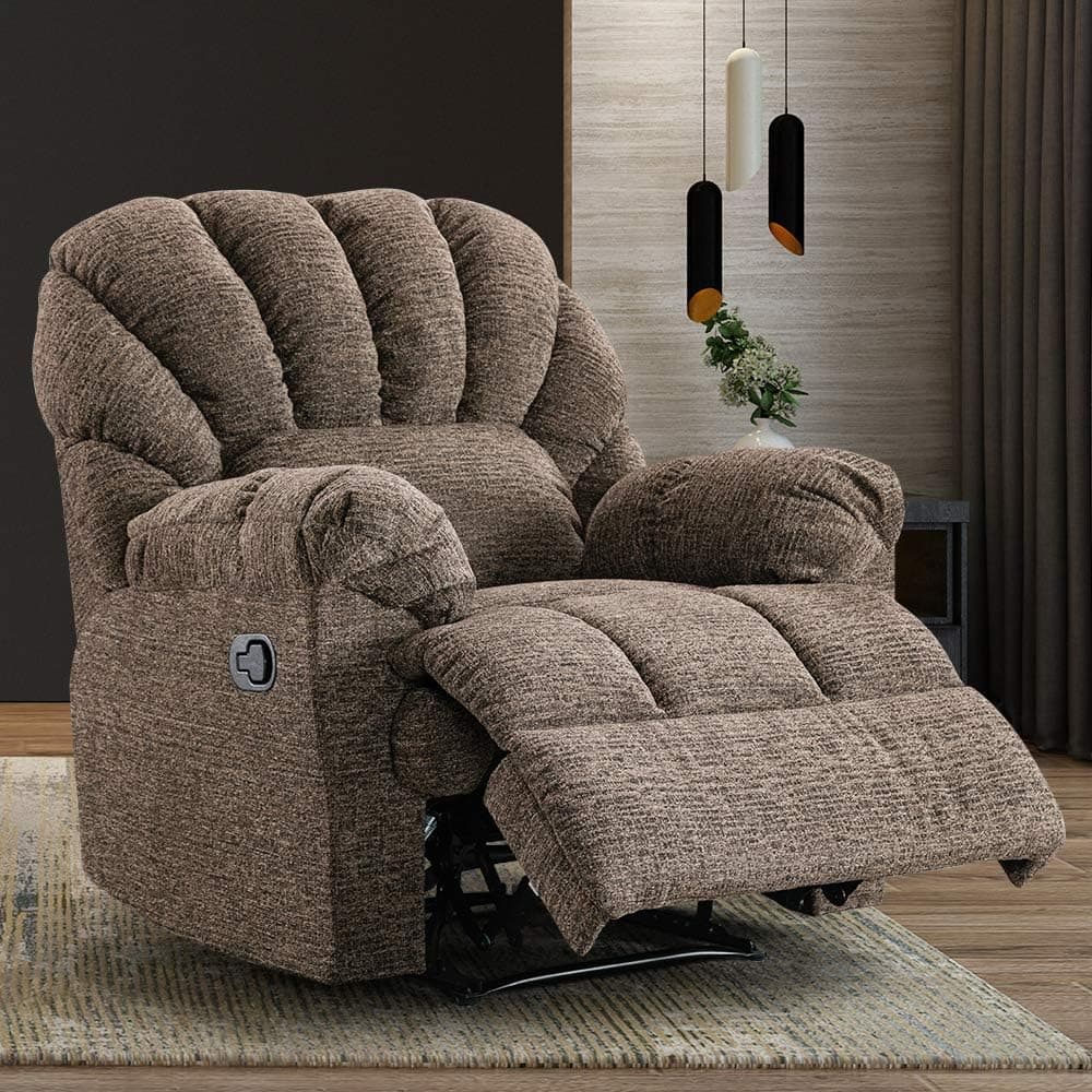 Recliner Chair, Yarn Fabric Recliner Chair Reclining Chair Overstuffed Design - Comfortable Recliner Chair for Living Room Sofa Chair (Chocolate)