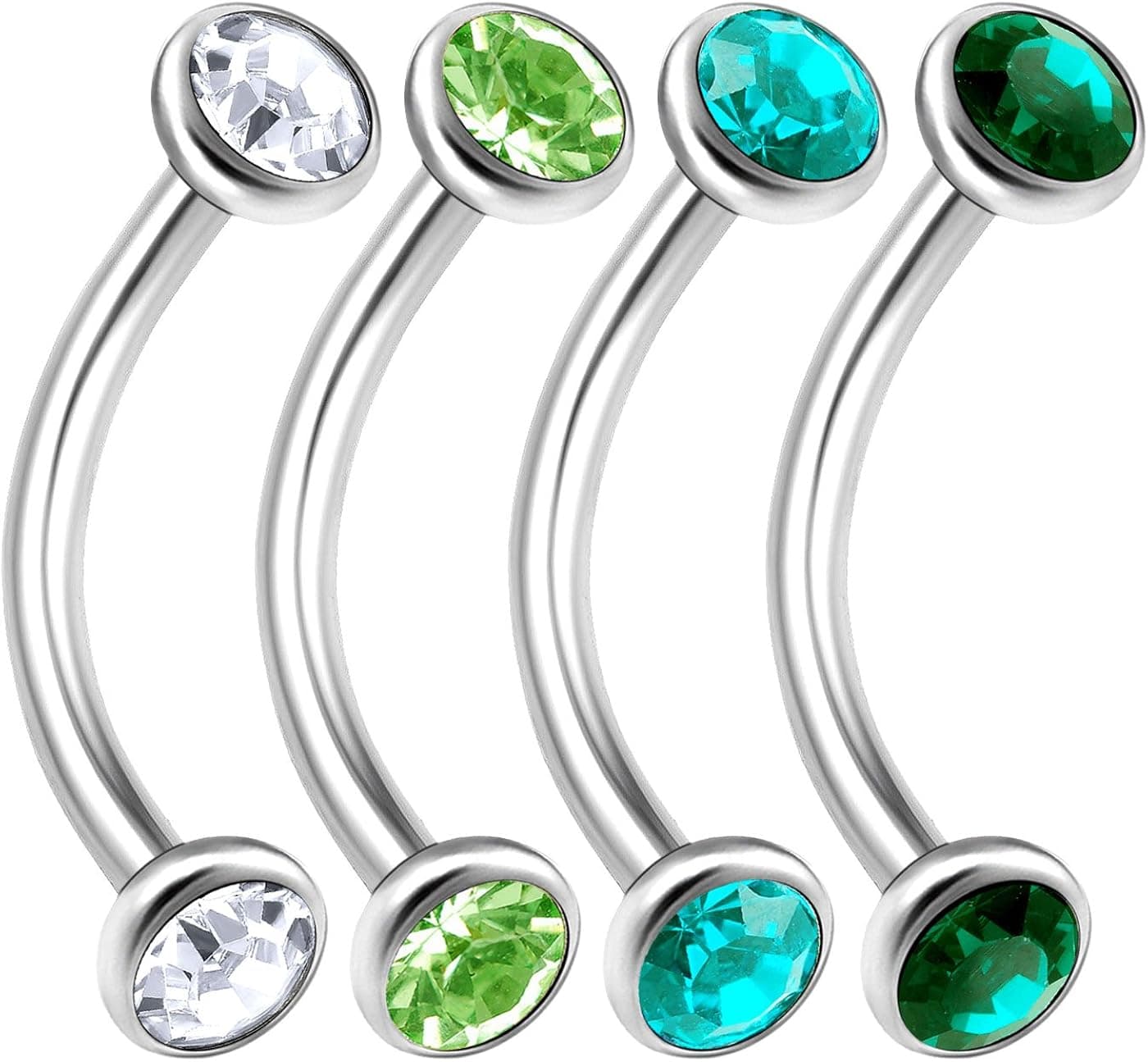 bodyjewellery 4Pcs 16g 10mm Curved Barbell Ring Ear Lobe Cartilage Anti Tragus Eyebrow Snug Earrings Pinna Helix Halfball BXAK Pick Color