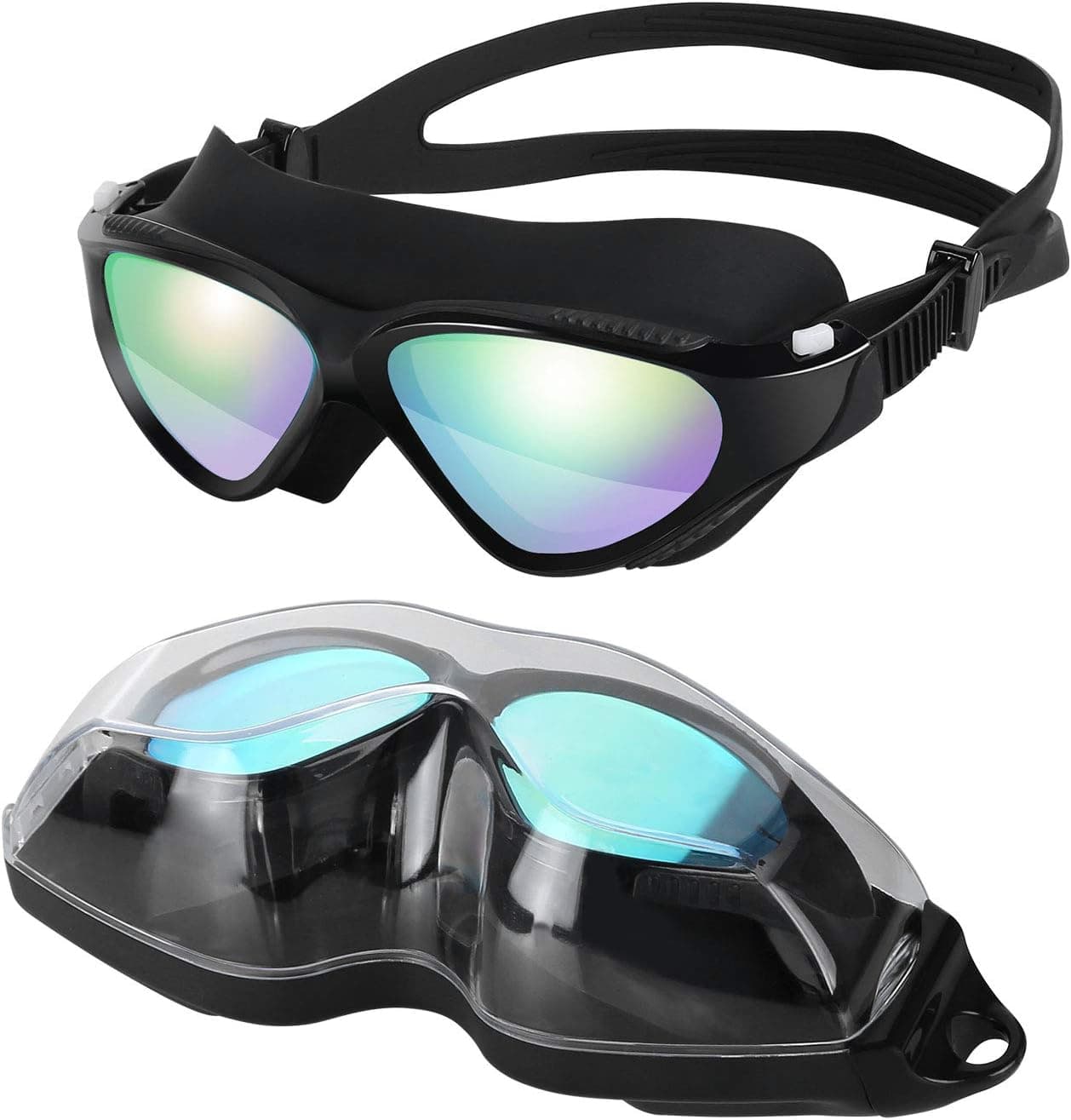 Diveitone Swim Goggles, No Leaking, Anti-Fog and Anti-UV Polarized Goggles. Adjustable Straps for Kids, Women, Men.