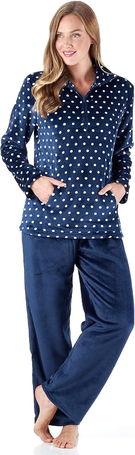 Sleepyheads Women's Fleece Pullover with Pocket 2-Piece Loungewear PJs…