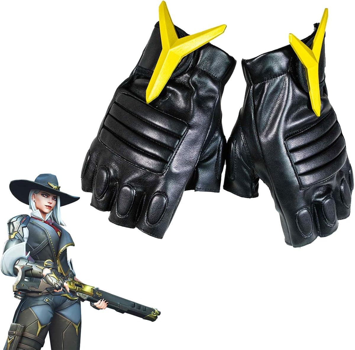 OW Ashe Women Gloves & Belt - PU Leather Cosplay Props Game Anime Accessories with 3 PCS Bullets