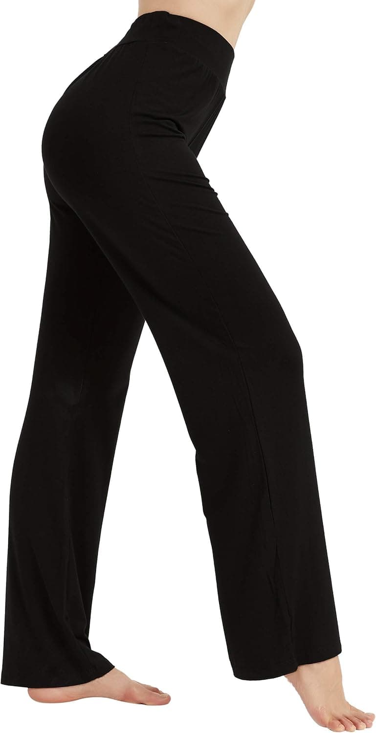 FELEMO Womens High Waist Tummy Control Bootcut Yoga Pants for Women Premium Soft Stretchy Comfy Loose Straight Running Pants Plus Size Athletic Pants Workout Bootleg Sweatpants Wide Leg Lounge Pants