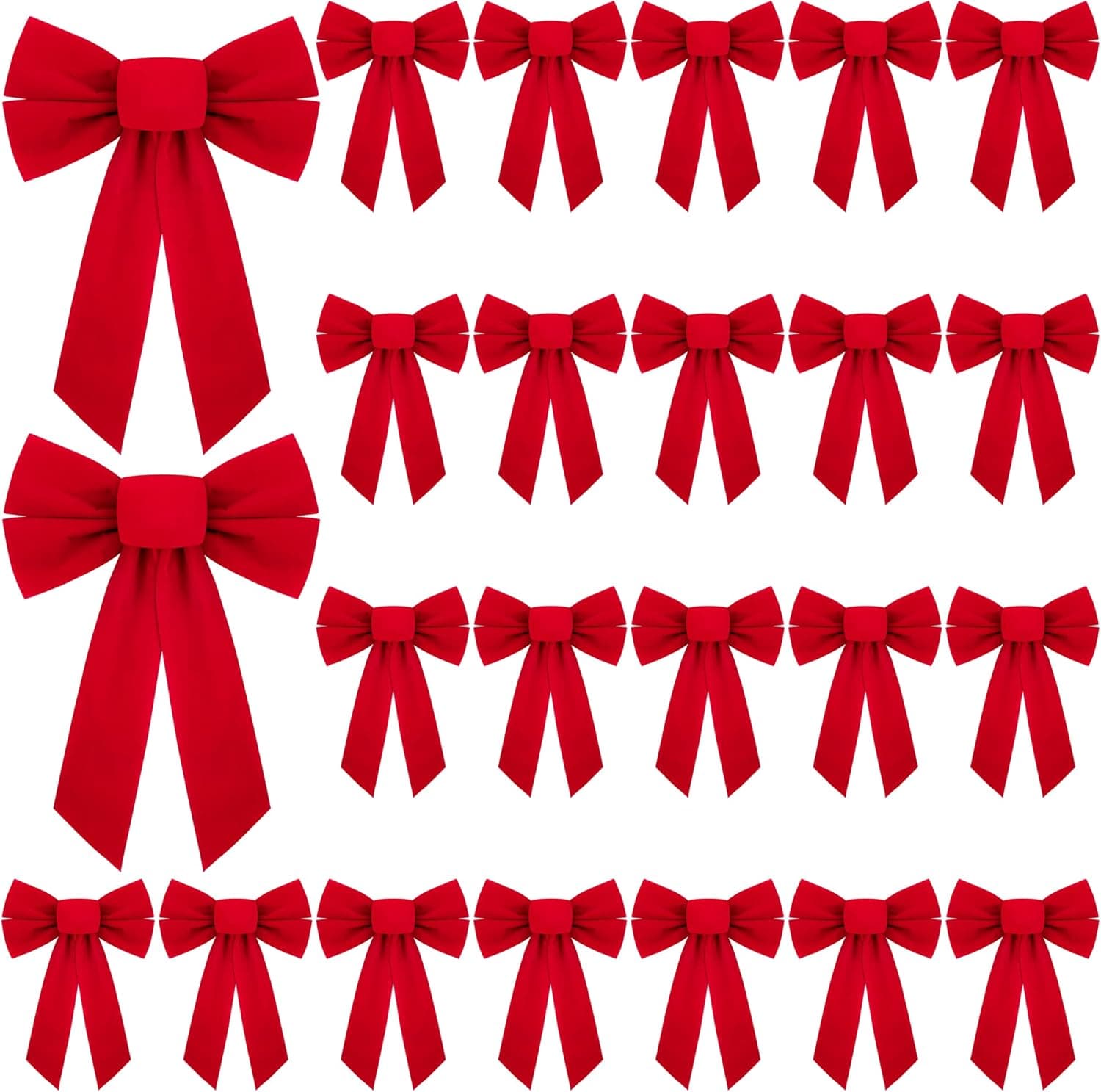ANVAVO 24 Pack Red Velvet Christmas Bows Holiday Christmas Bows Christmas Wreaths Decoration, 9 x 13 inches