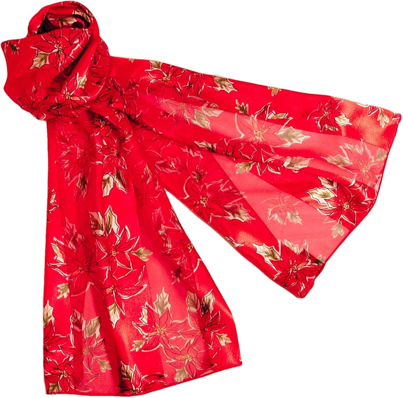 Poinsettia Christmas Scarves with Gift Box Option
