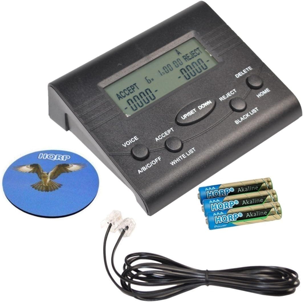 HQRP Caller ID Box Incoming Call Blocker w/Display for Landline Phone Plus HQRP Coaster