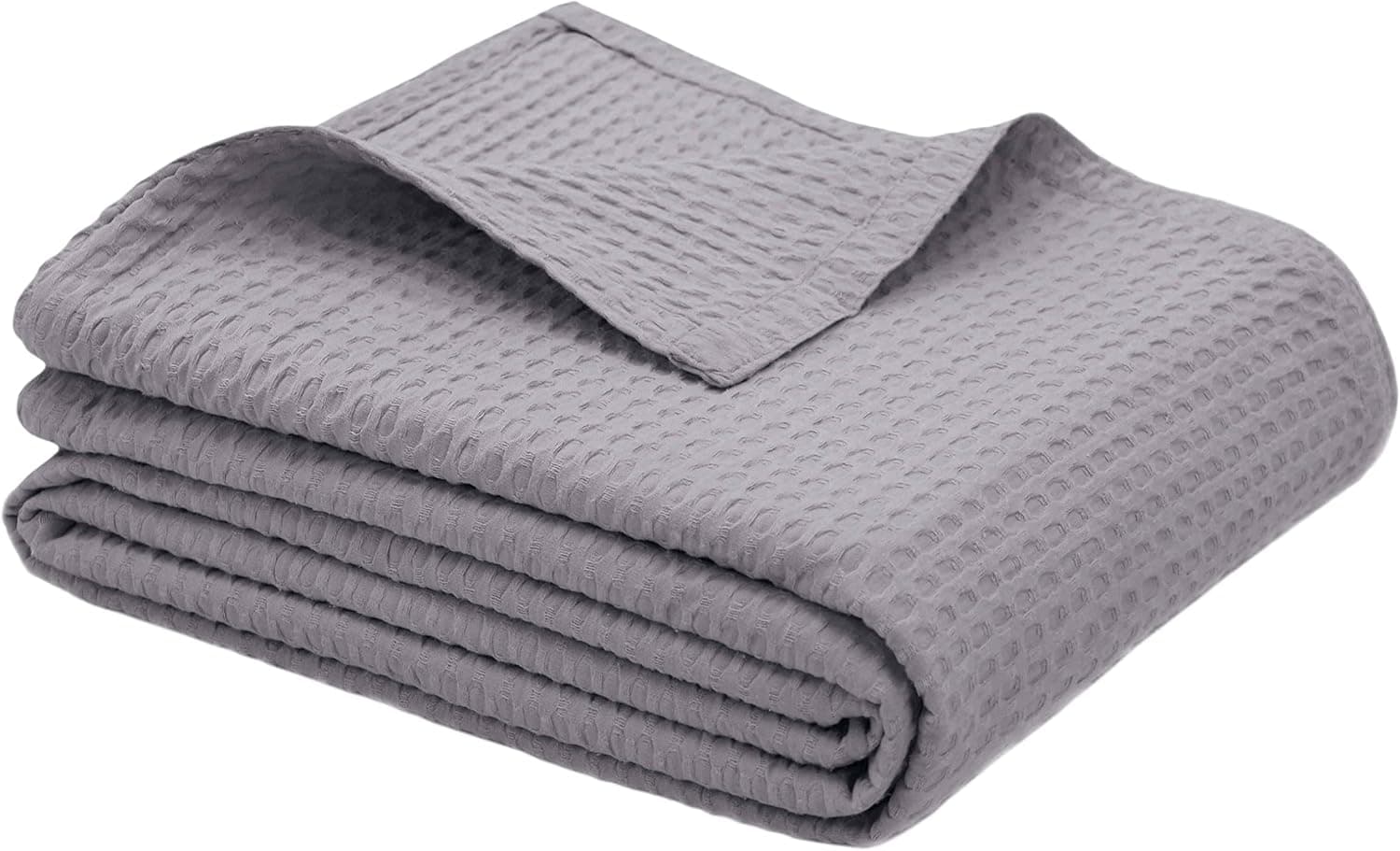 COTTON CRAFT Soft Cotton Blanket Coverlet - Plush Waffle Weave Throw Blanket - Thermal All Season Light Breathable Skin Friendly Luxurious Layer Bed Spread - Sofa Couch Travel Camping Dorm - King Grey