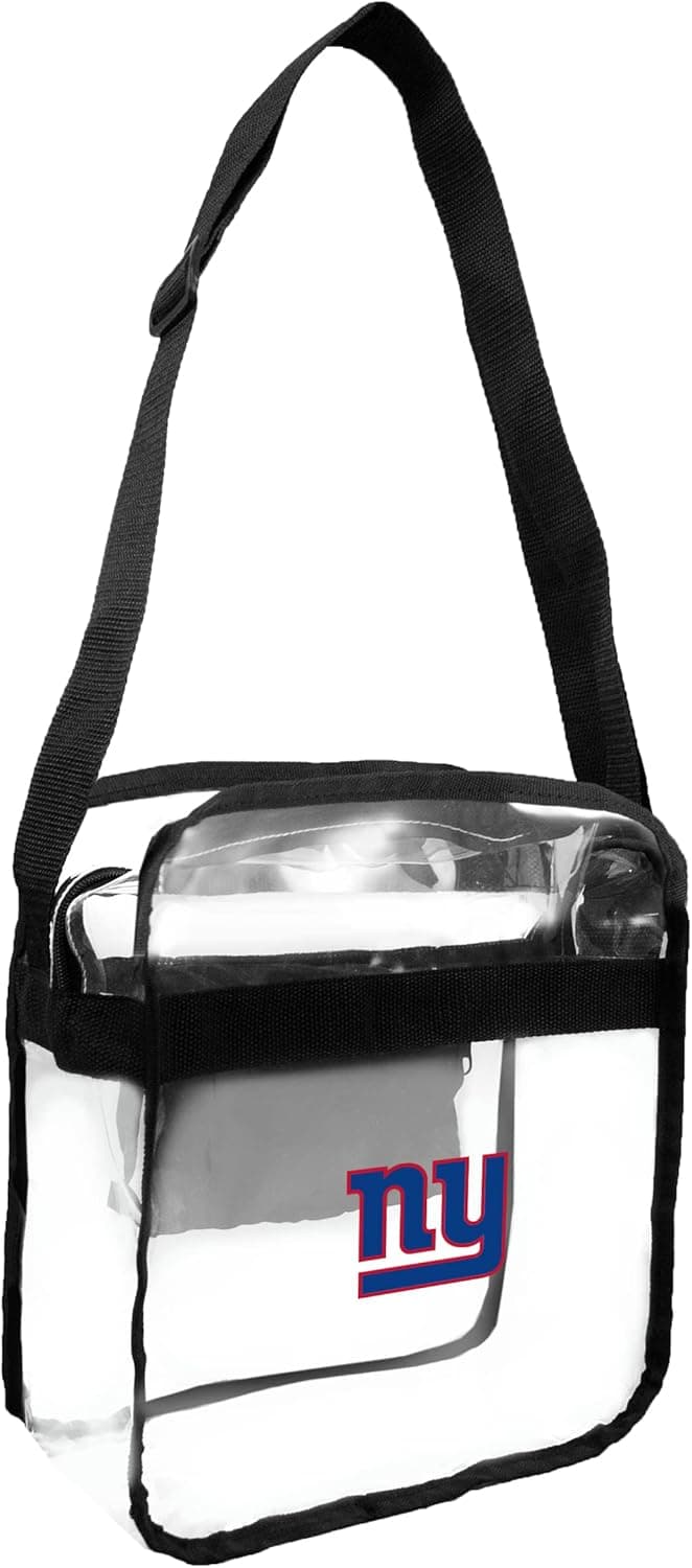 Littlearth NFL New York Giants Stadium Friendly Clear Carryall Crossbody Bag with Team Logo, 12" x 12" x 6", Clear