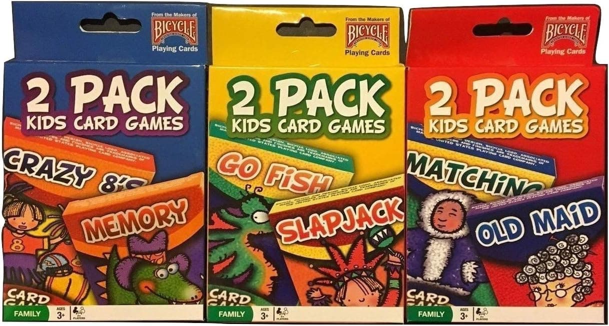 Bicycle 6 Pack Kids Playing Card Games Go Fish Crazy 8 Old Maid Slapjack 3 Sets of 2