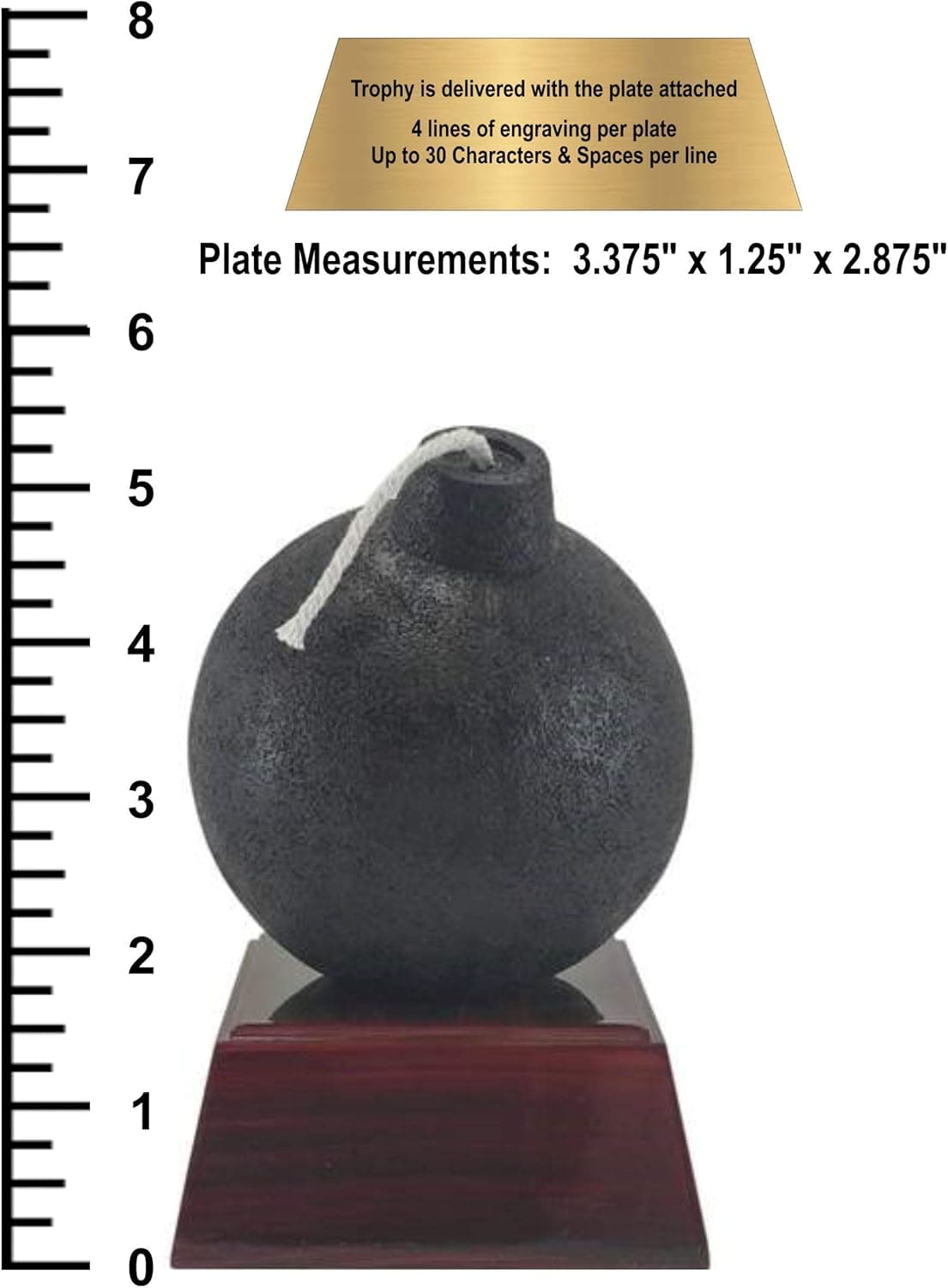 Decade Awards Bomb Trophy | Cartoon Bomb Trophy with Wick | Engraved Da Bomb Award - 5.5 Inch Tall - Customize Now