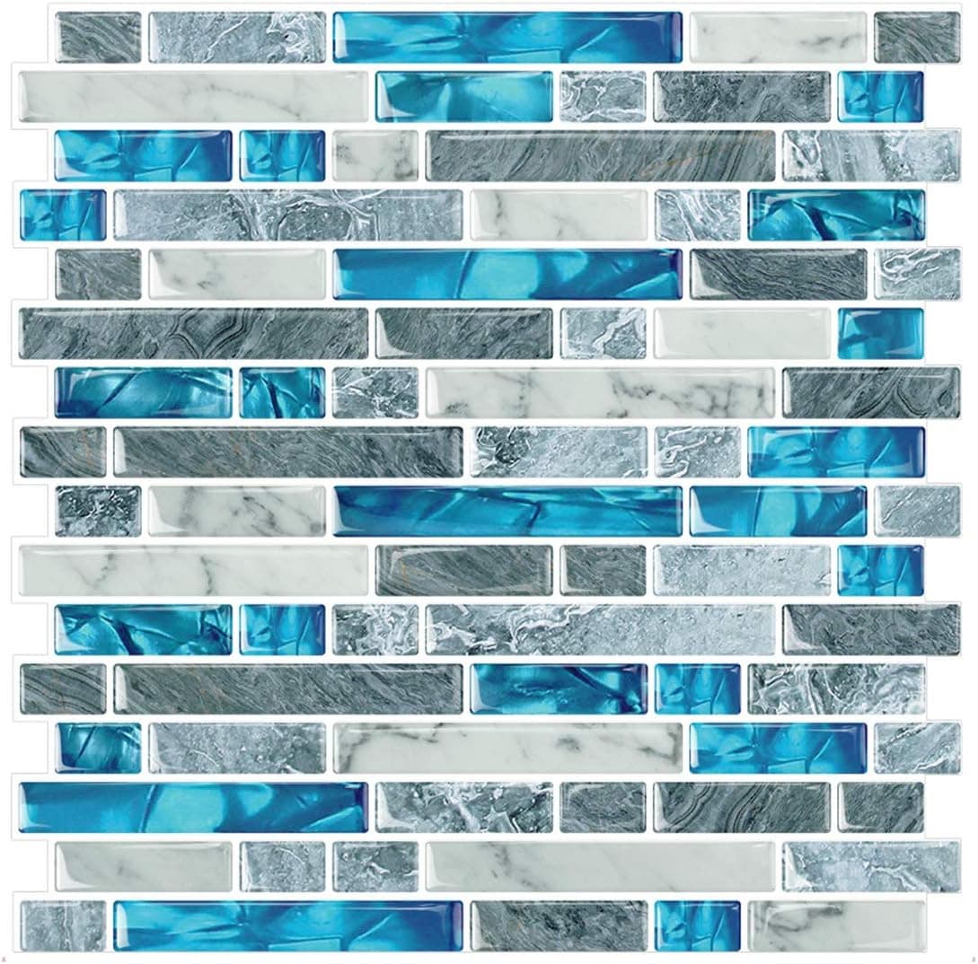 STICKGOO Peel and Stick Backsplash Tiles Blue, Self Adhesive Kitchen Backsplash in Sapphire