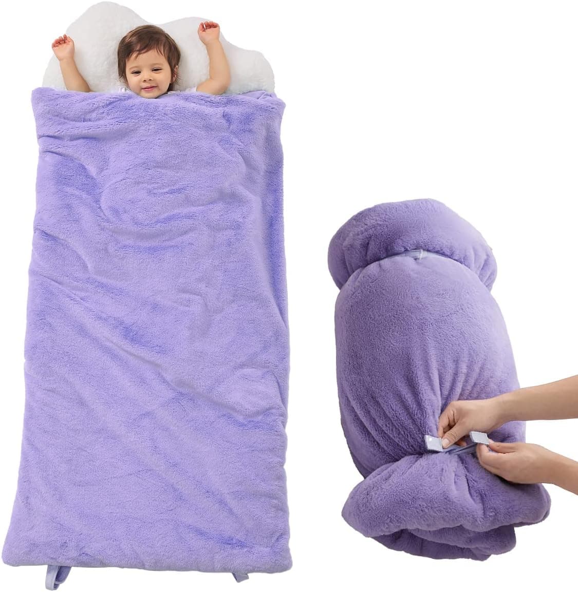 Holawakaka Macaroon Cute Plush Sleeping Bag Faux Rabbit Fur Slumber Bags for Kids Toddlers
