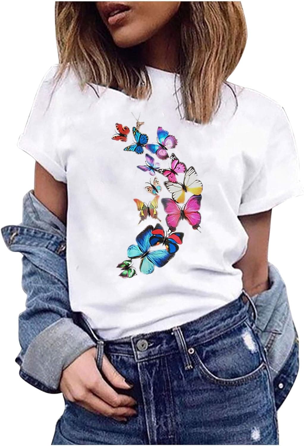 Franterd Rainbow Shirts for Women Casual Short Sleeve Loose Fit Blouse Top T Shirt Junior Teen Girls Funny Graphic Tees