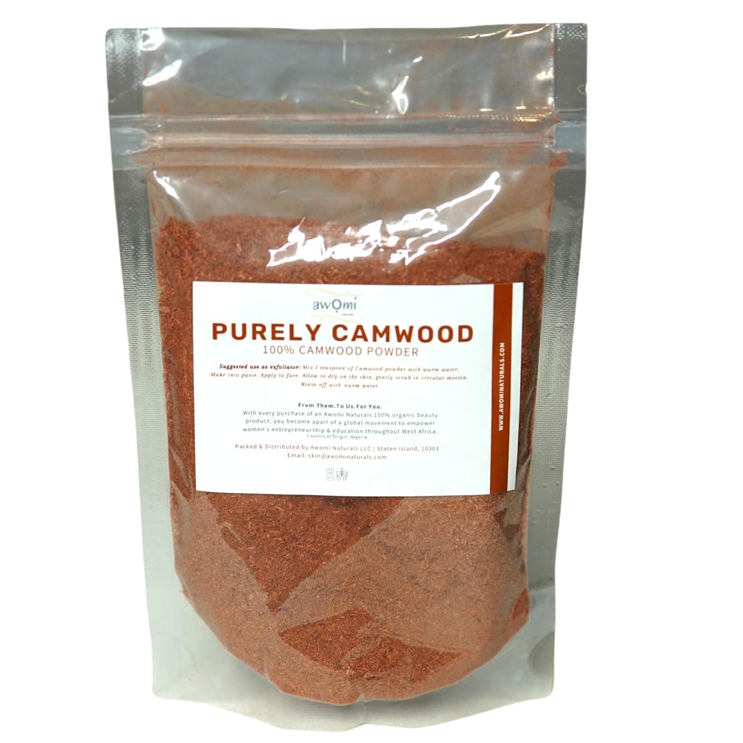 Awomi Naturals Purely Camwood 100% West African Red Camwood Powder (Yoruba Osun) Unrefined African Red Sandalwood, 1 oz
