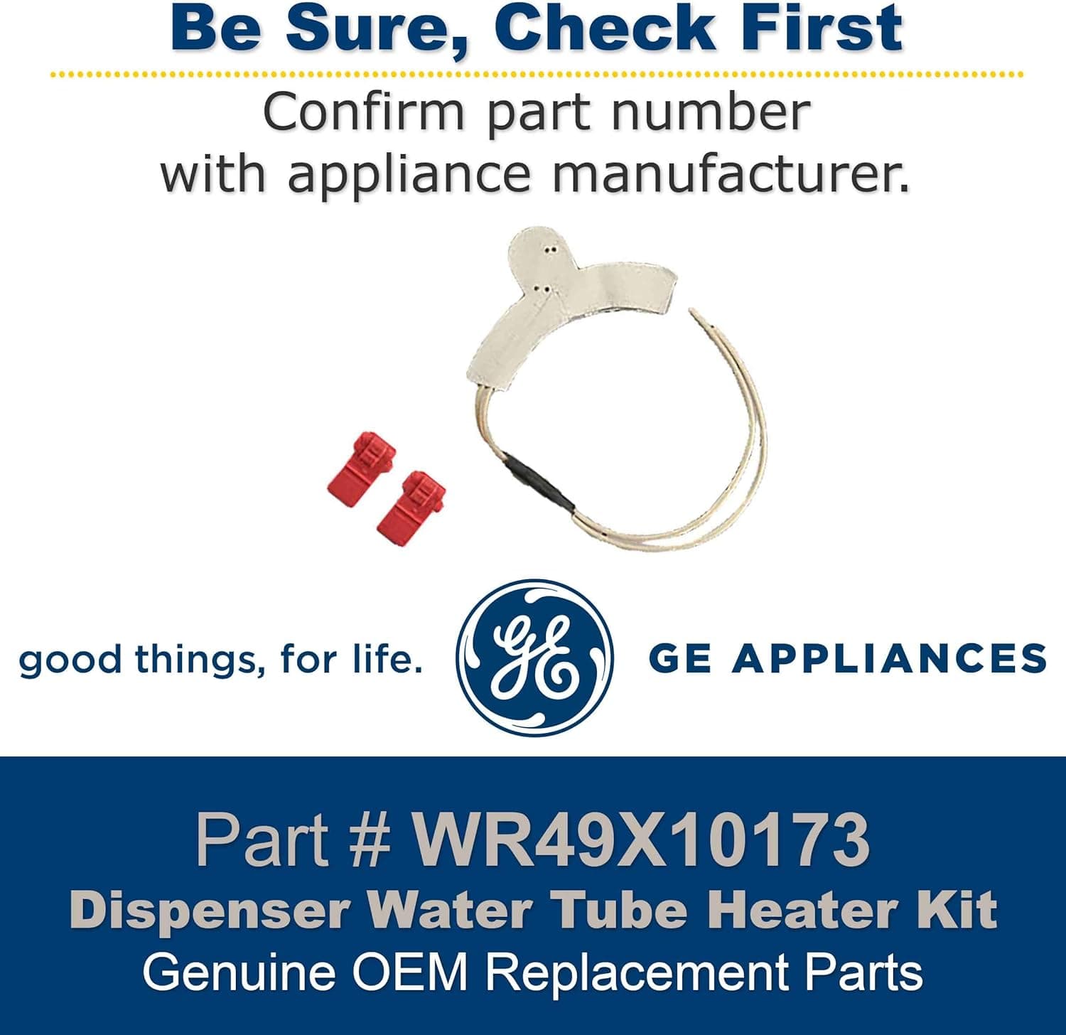 GE WR49X10173 Genuine OEM Dispenser Water Tube Heater Kit for GE Refrigerators