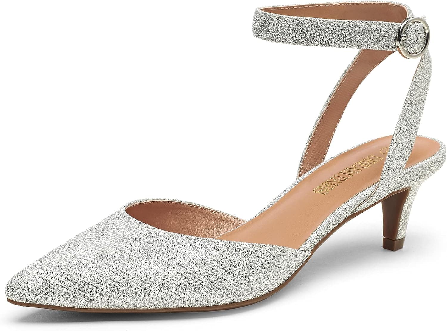 DREAM PAIRS Low Heels for Women Wedding Dress Closed Toe Pump Shoes