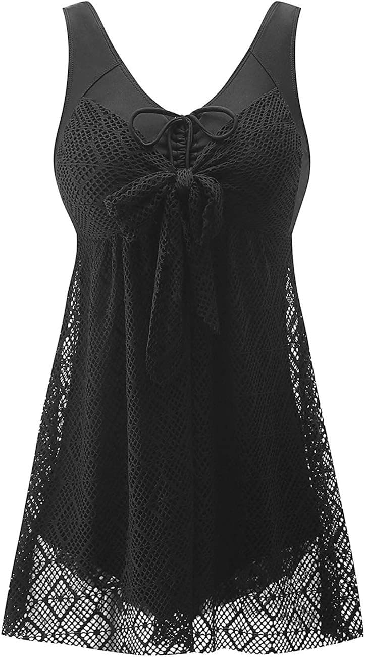 Wantdo Women's Plus Size Swimdress Flower Printed Swimwear Cover Up Swimsuits