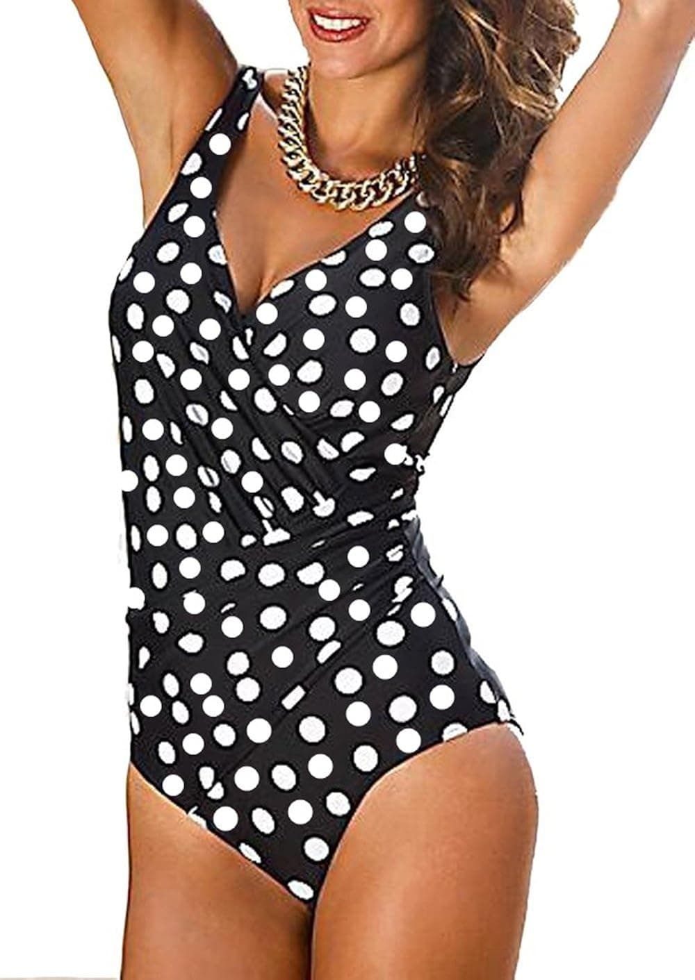 Upopby Women's Tummy Control Monokini One Piece Swimsuit Plus Size Swimwear