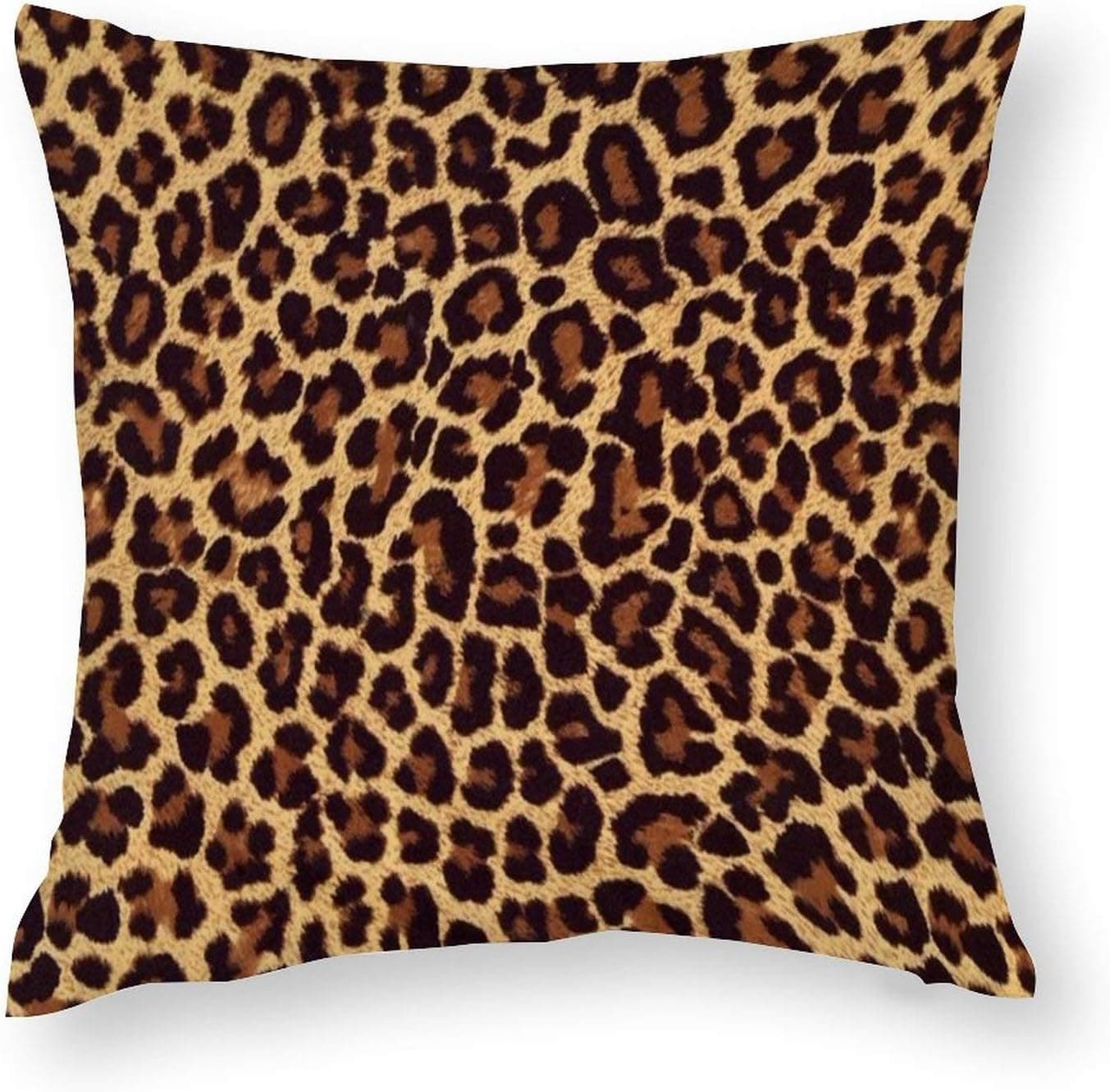 Modern Unique Design Throw Pillow Cover with Hidden Zipper Square Farmhouse Cheetah Leopard Brown Pillowcase Decorative Polyester Cushion Covers for Bed Sofa Couch Living Room Car Office 18 x 18 inch
