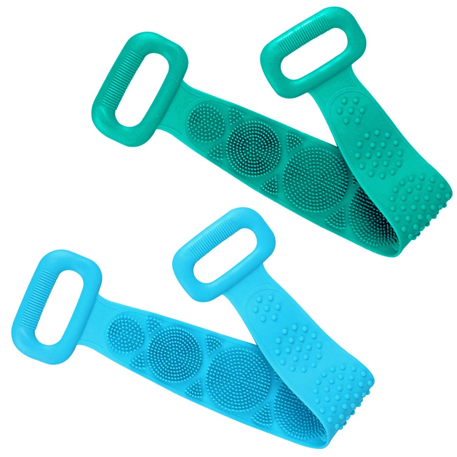 futurino Silicone Bath Body Brush Long Exfoliating Back Scrubber Massager Exfoliating Towel Shower Strip for Deep Clean
