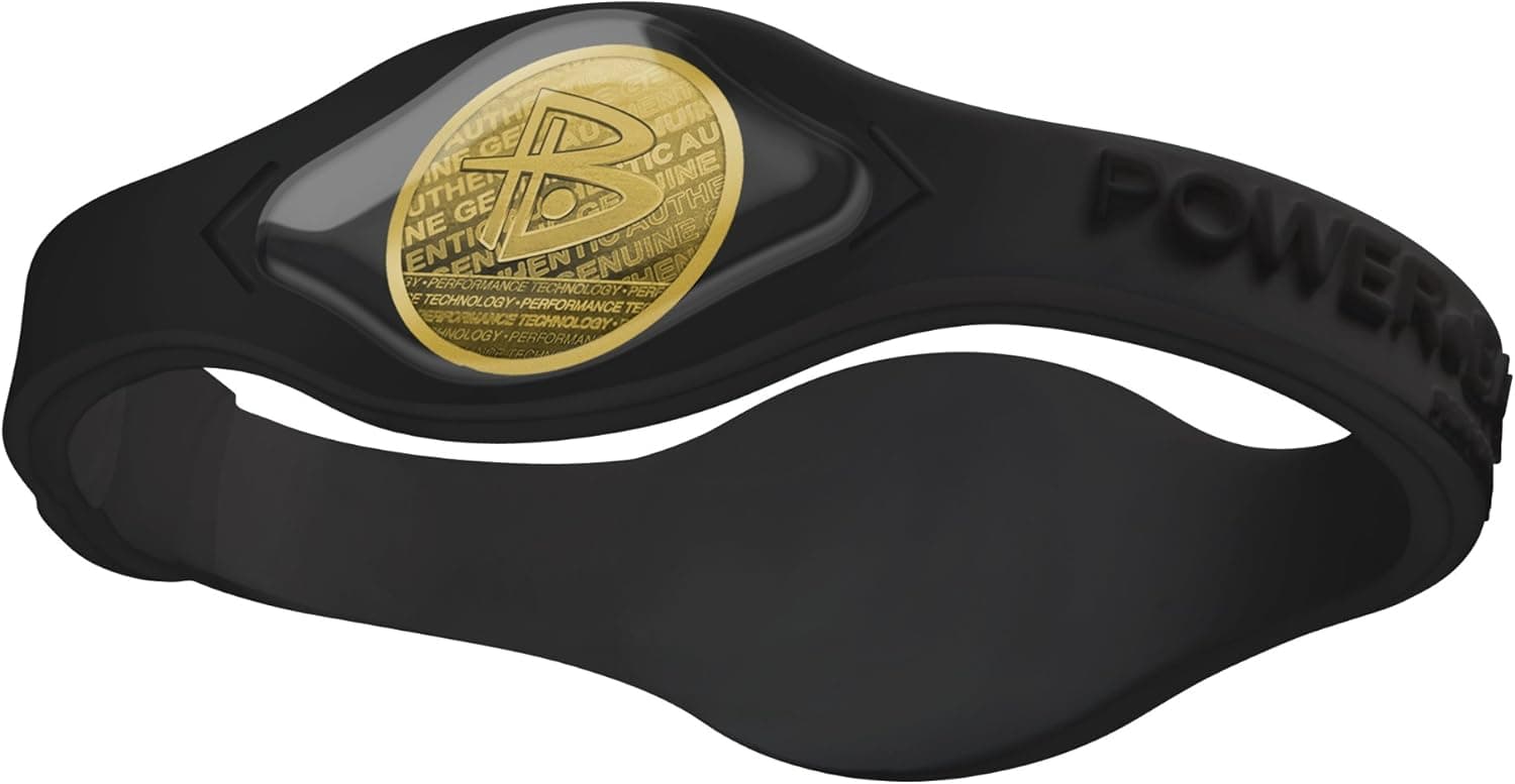 Power Balance Silicone Wristband - Genuine (Black/Black - Gold Hologram, L)