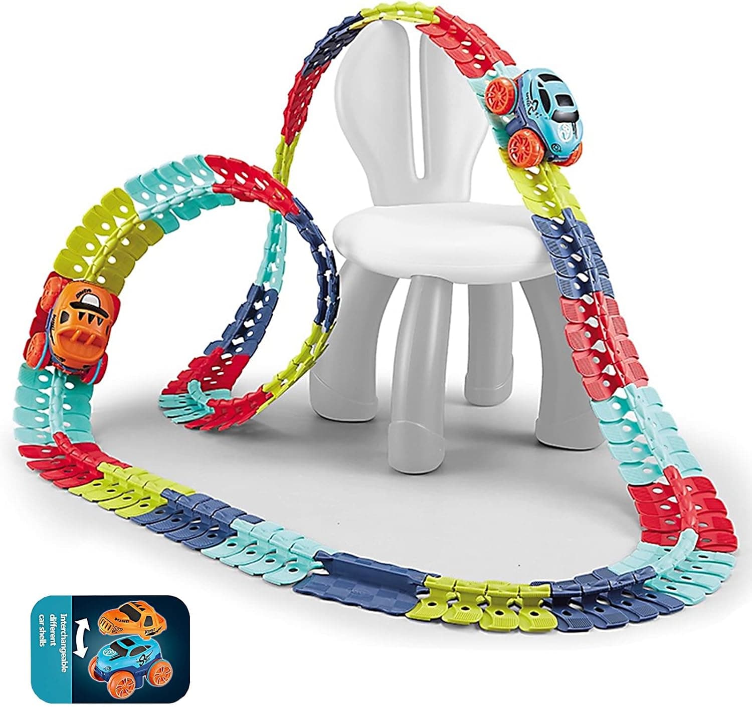 Car Track Set Race Track Toys for Boys Kids Easter Birthday Toy Gifts with LED Light-Up ,Flexible Changeable Magic Race Car Ramps Track Toys for Kids 3 4 5 6 7 8+Year Old Boys Girls (92)