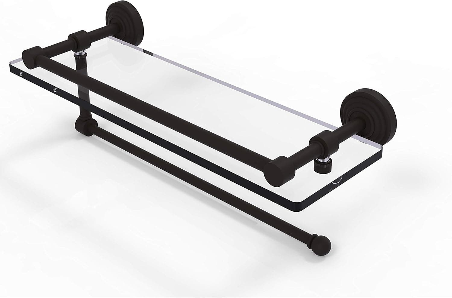 Allied Brass WP-1PT/16-GAL Waverly Place Collection Paper Towel Holder with 16 Inch Gallery Glass Shelf, Oil Rubbed Bronze