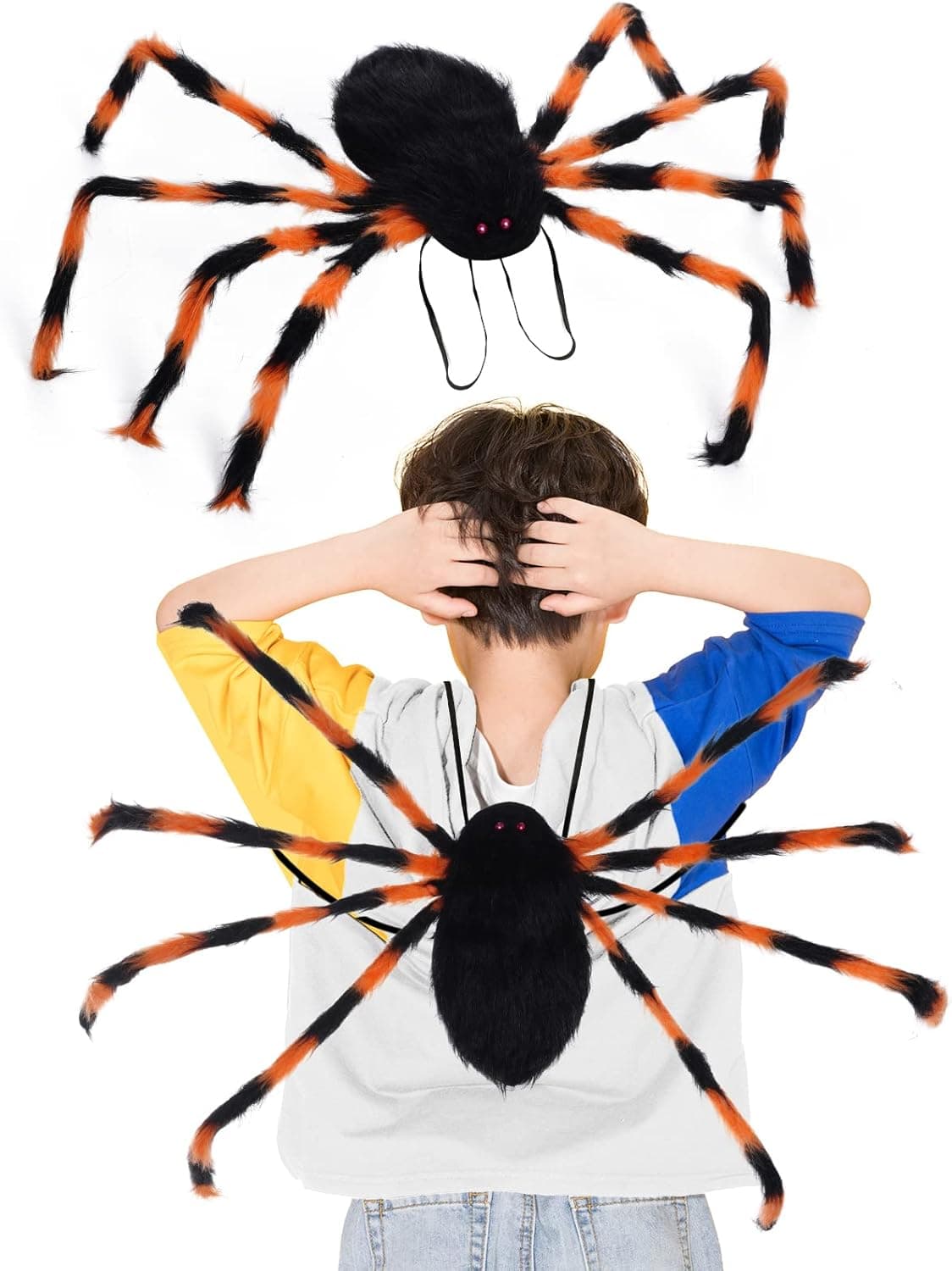 Sucrain Spider Props with Straps Giant Halloween Spider Outdoor Indoor Decorations for Kids Candy Bags Party (Color)