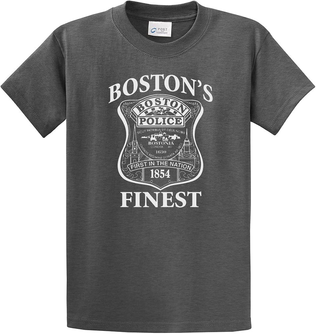 Boston's Finest T-Shirt Police Officer Cop Patrol Security Men's First Responder Hero Massachusettes Uniform Tee