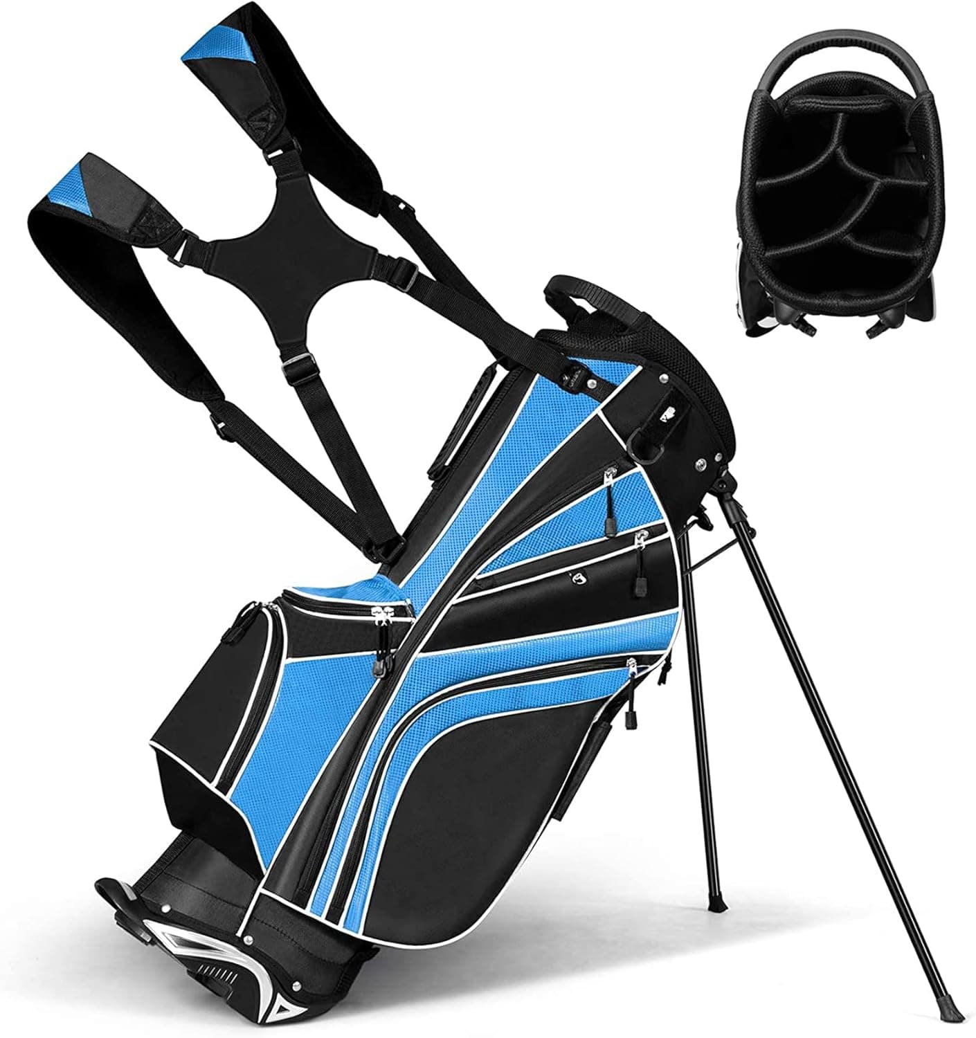 Tangkula Golf Stand Bag for Men & Women, Golf Carry Bag with 6 Way Divider & 7 Organizer Pockets Storage
