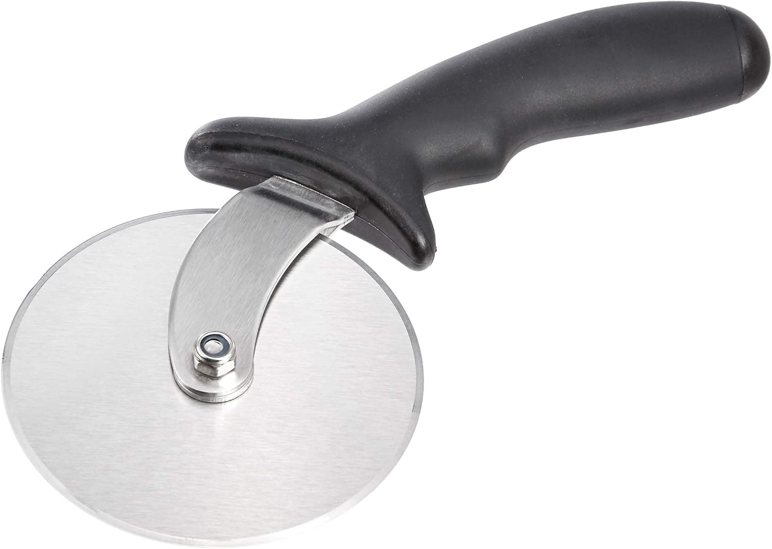 Amazon Basics Stainless Steel Pizza Wheel and Cutter with Cover, Black Soft Grip Handle
