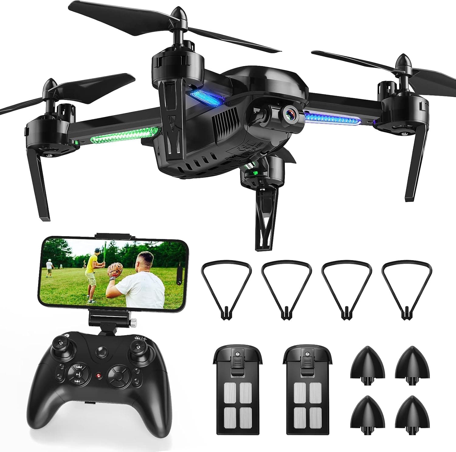 FERIETELF T6 Drone for Adults - 1080P HD RC Drone, Fpv Drone with Camera, 40 Mins Flight, With WiFi Live Video, Altitude Hold, Headless Mode, Gravity Sensor, One Key Take Off for Kids or Beginners