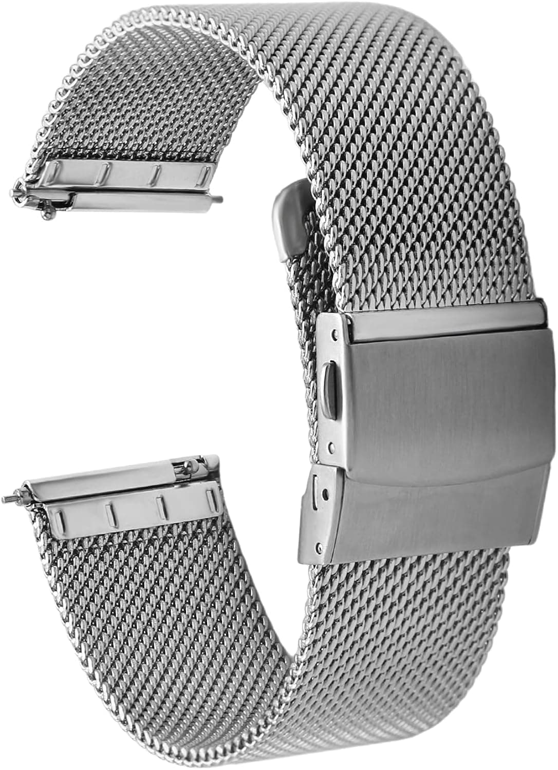 Carty Stainless Steel Mesh Watch Band for Men Women,Adjustable Watch Strap 20mm 12mm 14mm 16mm 18mm 24mm 22mm Quick Release Metal Mesh Watch Strap Solid Thin Metal Watch Band with Double Folding Clasp