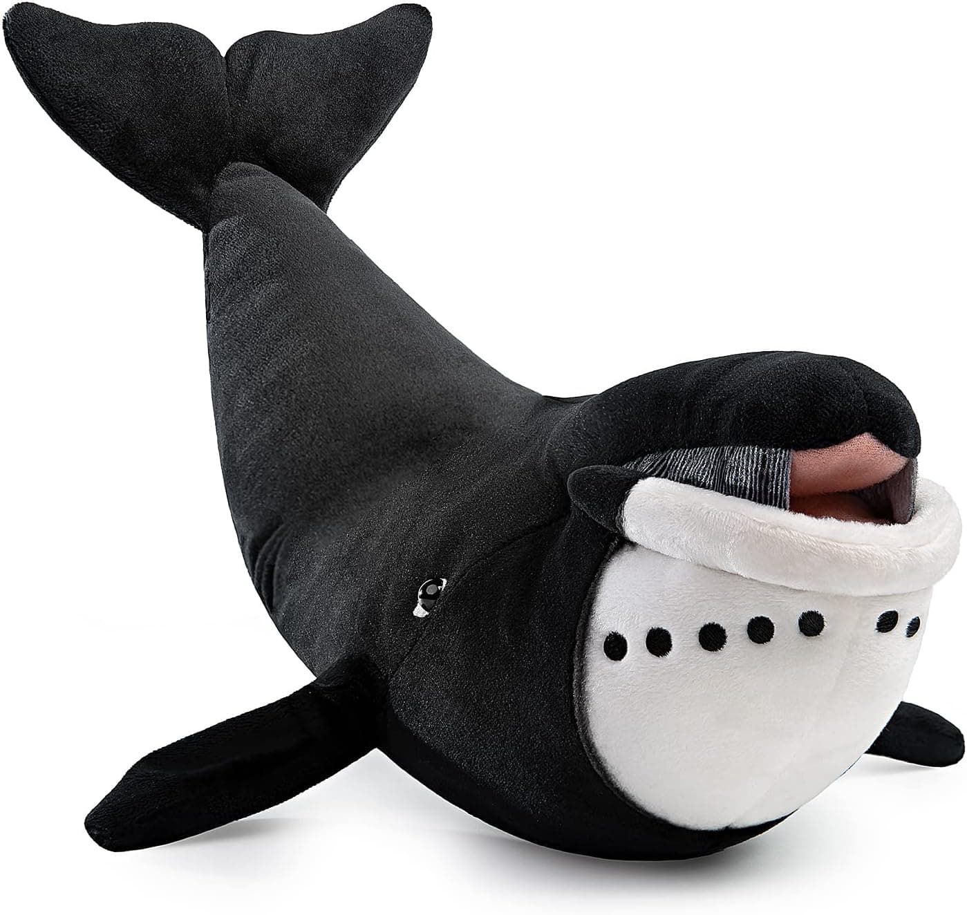 Simulation Bowhead Whale Plush Toy - Black Long Lifelike Whale Stuffed Toys, Super Soft Realistic Sea Simulation Balaena Mysticetus Dolls Plush Gift Collection for Kids, 17Inches (Bowhead Whale)