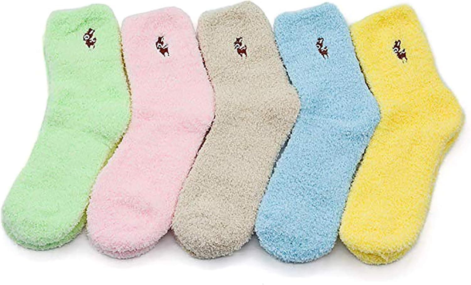 Century Star Womens Super Soft Fuzzy Cozy Home Sleeping Socks Microfiber Winter Warm Slipper Socks 5 Pairs Deer One Size