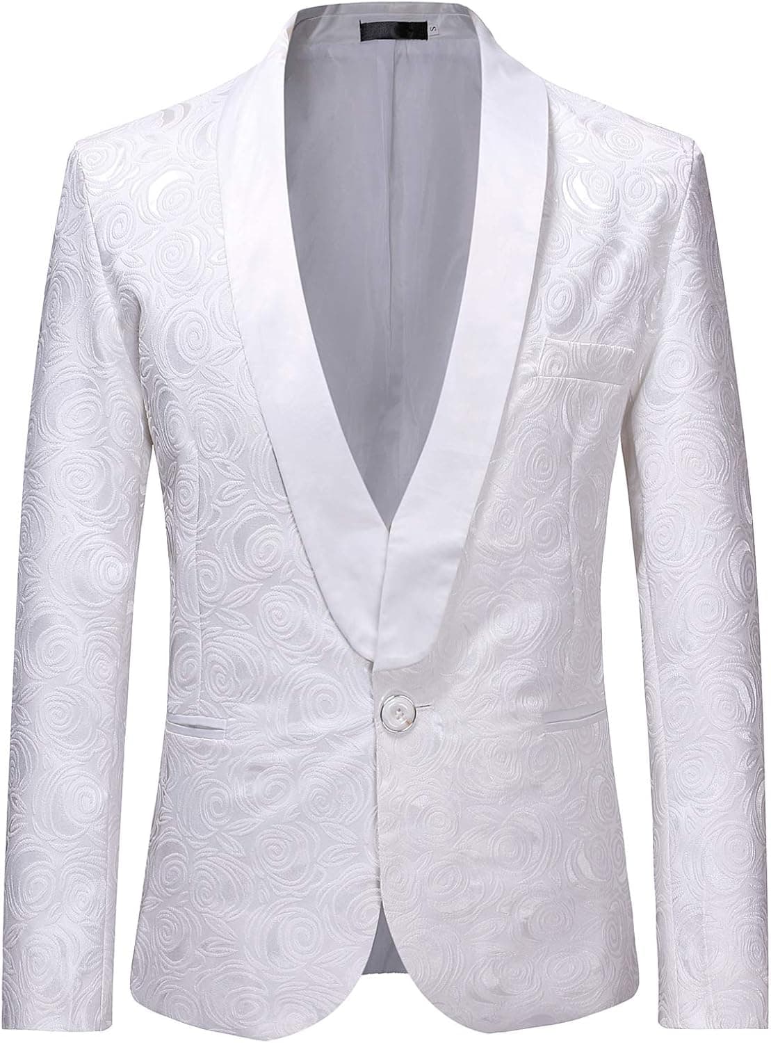 ZEROYAA Mens Hipster Solid Rose Jacquard Dress Suit Jacket Wedding Prom Tuxedo
