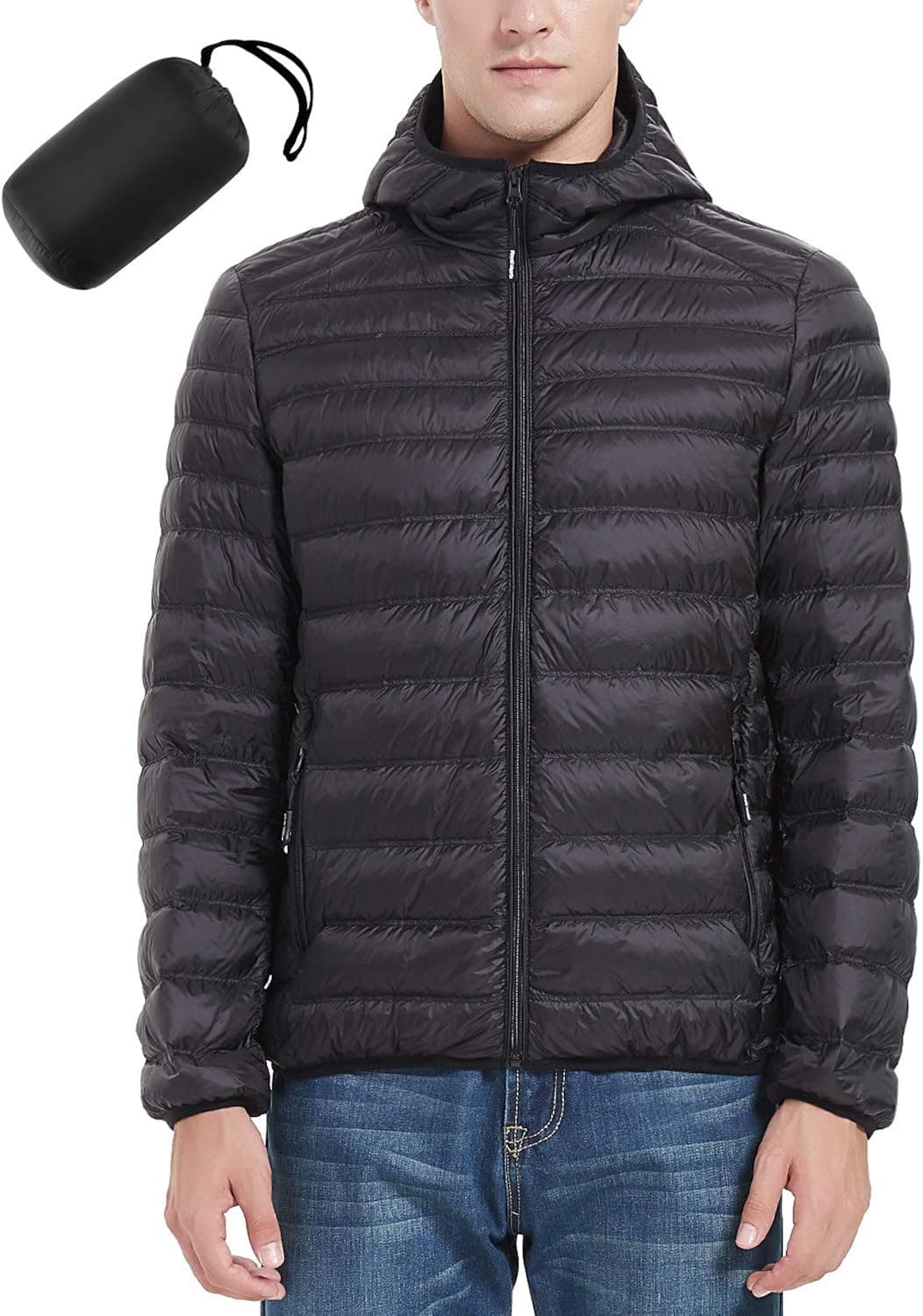 ROYAL MATRIX Men's Winter Down Puffer Jacket Packable Lightweight Hooded Down Jacket Warm Windproof Down Puffy Jacket